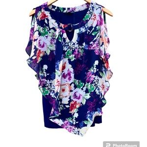 Apartment 9 Tunic Shirt Sheer Floral Top Sz. Large